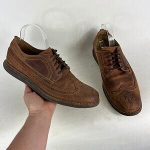 Cole Haan Original Grand Long Wingtip Oxford Shoes Men 10.5 Brown Leather C23436